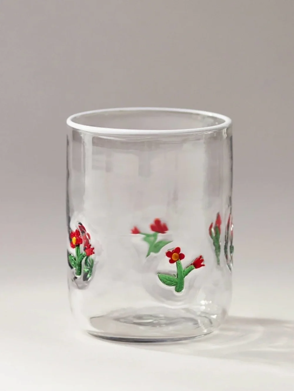 Anthropologie Icon Juice Glass Red Flower Spring 2023 NIB Retired Rare